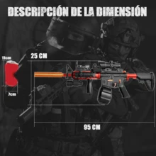 Pistola De Hidrogel M416 Lanzador Electrica Con Bolas Láser (Negro Rojo M416, Balas De Agua Sin) - Rojo - Ver 3