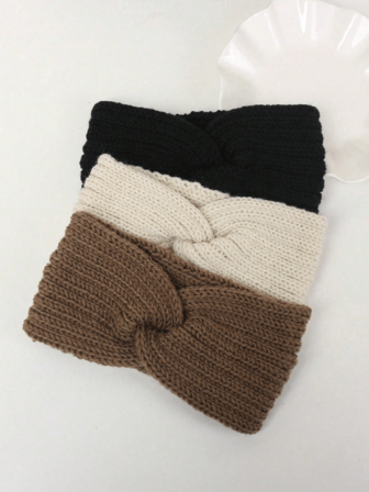 1/3条时尚保暖针织十字羊毛发带，适合青少年秋冬季节佩戴，手工编织发带