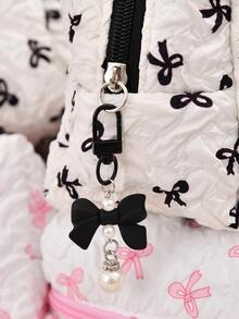 Personalized Letter Bow Makeup Bag, Suitable As Bride's Return Gift Or Bridesmaid Gift, Ladies' Toiletry Cosmetic Organizer Bag, Suitable For Birthday, Valentine's Day, Christmas, Thanksgiving, Wedding, Mother's Day, Bridesmaid Gift, Birthday Gift, Makeup Artist Storage Bag, All Season