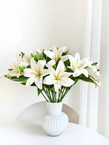 1/3/6 pezzi Fiori artificiali di giglio, 45cm Fiori finti, adatti per pareti, soggiorno, camera da letto, matrimonio, decorazione per feste, decorazione da tavolo. Casa, scrivania, cucina, matrimonio, tavolo da pranzo, centrotavola, ufficio, giardino, esterno, casa, decorazione per il cortile, adatti per primavera, estate, autunno, inverno - Bianco - Visualizzare 7