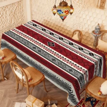 Toalha de mesa com estampa tradicional vermelha e preta (1/20 peças), ideal para festivais islâmicos, cozinha, festas ao ar livre, decoração de restaurantes, feita de poliéster. Perfeita para decoração de casa. - Multicolorido - Ver 11