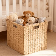 1个/2个大容量可折叠节省空间的天然材质多功能收纳盒，配有方形绳提手，适用于衣柜、卧室、浴室、置物架，可存放衣物、玩具、毯子、杂物等。适合母亲节、父亲节、圣诞节、万圣节、斋月、情人节等节日。 - 米色 - 查看 7