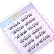 36 pezzi di ciglie finte con attacco pre-incollato, a forma di occhio di gatto, effetto soffice e wispy, naturali e morbide, senza colla, lunghezza 10-12mm, riutilizzabili, cluster di ciglie individuali, regalo per donne e ragazze, adatte per uso quotidiano