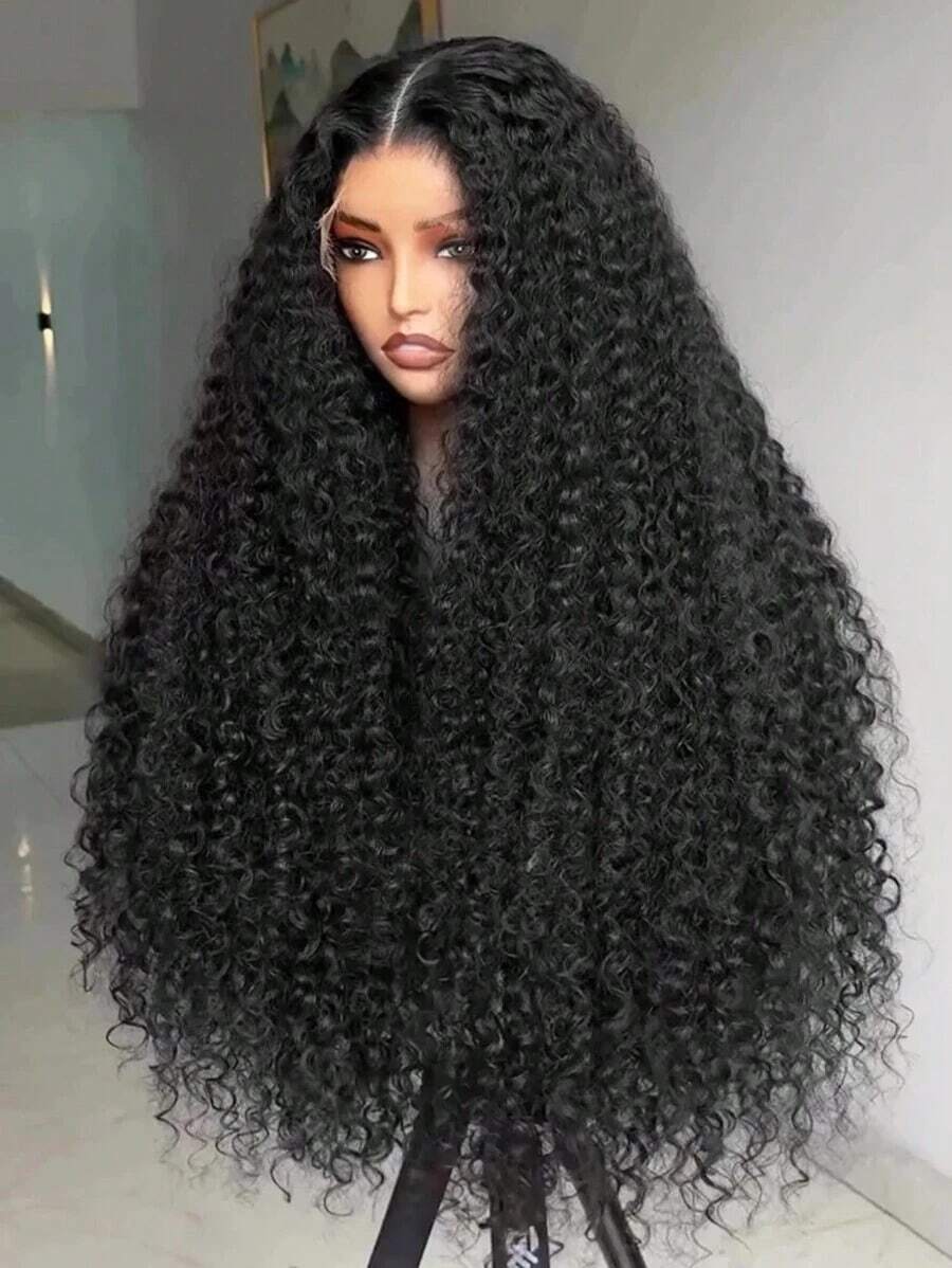 13*4 HD Lace Front Wig Jerry Curly Black Wig - 200% Density Natural Color Kinky Curly  Hair - Pre-Plucked Hairline And Baby Hairs - Ready To Wear Instantly Without Glue - Multiple Sizes Perfect For Women - #1B Jerry Curly Wig - 查看 1