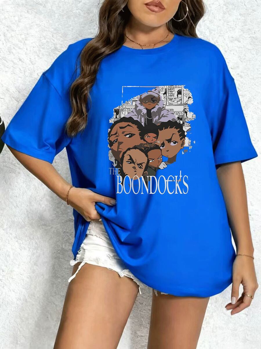 The Boondocks Women Fashionable T Shirts Tour 2024 Comfortable T Shirts 1 Pcs 220g Heavy Cotton T Shirt - 藍色 - 查看 1
