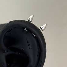 2件套 天线恶魔角耳环 耳廓穿孔 耳洞穿刺 不锈钢耳钉 耳软骨耳廓穿孔 - 銀色 - 查看 8