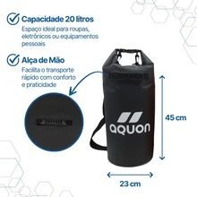 Mochila Estanque 20L – Dry Roller Bag Impermeável com Fechamento Roll-Top - Preto - Visão 6