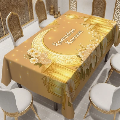 1/20 قطعة سفرة رمضان، 100% بوليستر منسوج، بنقشة زهرية حيوية مع تصميم فانوس القمر، طباعة بركات رمضان، مناسبة لديكور المنزل والمطبخ وغرفة الطعام، مستلزمات حفلة رمضان الإسلامية، مثالية لاحتفالات المطبخ والصالة المعيشية الاحتفالية، ديكور طاولة طعام رمضان | بأسلوب عربي | تصميم أنيق، ديكور منزلي إسلامي