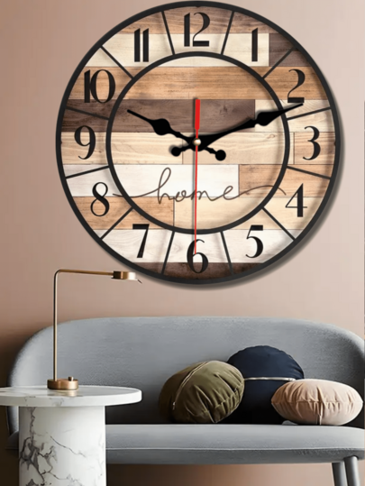 [1 Pc 10 12 Inch Wooden Clock]Silent Wand Klok Creative Interesting Great Home ation s, Battery Powered (AA Batteries Not Included) view 5