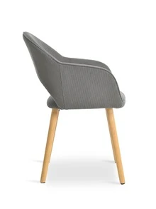 Goeurvant Modern Crescent-Back Upholstered Dining Chairs With Armrests And Solid Wood Legs For Dining Room, Living Room, Study - Set Of 2 / Set Of 4 / Set Of 6 - Dark Gray/Corduroy - 淺灰色 - 查看 9