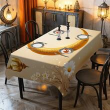 1/20pcs Set Tablecloth With Golden Crescent Moon And Lantern Pattern, Islamic Festival Design, Suitable For Home Kitchen, Outdoor Garden Party, Restaurant Decoration And Other Home Decor - Multicolor - View 6