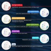 7-Color LED Facial Mask, Neck Beauty Care, No Odor, Suitable For Family And Salon, Perfect Holiday Gift For Girlfriend And Mother - 彩色 - 查看 10