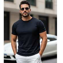 American Ribbed Slim Fit T-Shirt - Light Beige - View 4