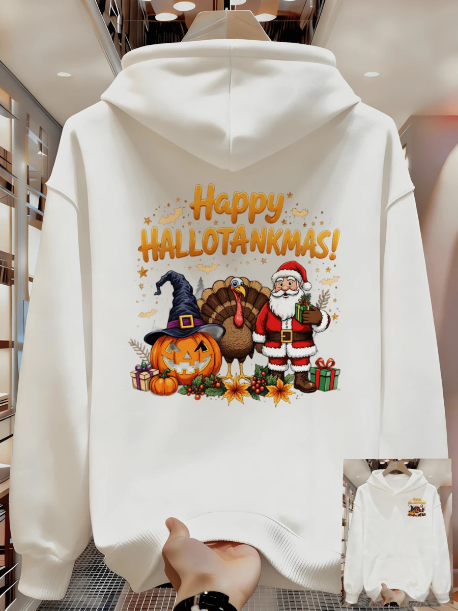 Sudadera con capucha cómoda y holgada para hombres, uso diario, sin restricciones, compras todo el día sin cansancio, suéter para hombres - Blanco - Ver 1