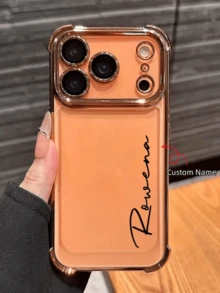 Personalized Name Phone Case, Compatible With 17 Pro Max And 17 Air, Transparent Shockproof Electroplated Lens Protector, Acrylic + TPU Frame, A Perfect Christmas Gift Choice. - Orange - View 6