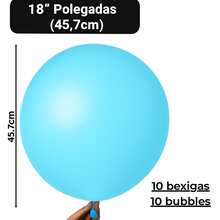 Bubble 18 Inch Kit (10 + 10 Balloons) 18 Inch Latex Party Decoration - Azul claro - Ver 1