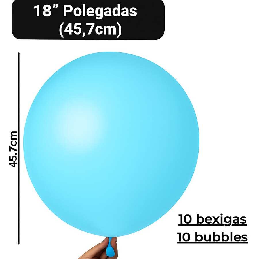 Bubble 18 Inch Kit (10 + 10 Balloons) 18 Inch Latex Party Decoration - Azul claro - Ver 1