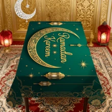 20pcs/Set Elegant Eid Mubarak Tablecloth With Lantern, Floral And Moon Patterns, Suitable For Home, Kitchen, Outdoor Garden, Holiday Party And Restaurant Banquet Decoration - Multicolor - View 15
