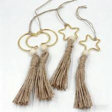 2件套波西米亚极简主义星星/月亮吊坠，月亮星星挂饰套装，房间装饰，墙面装饰，礼品，适用于客厅家居装饰、卧室装饰、家居装饰、房间装饰 - 金色 - 查看 4