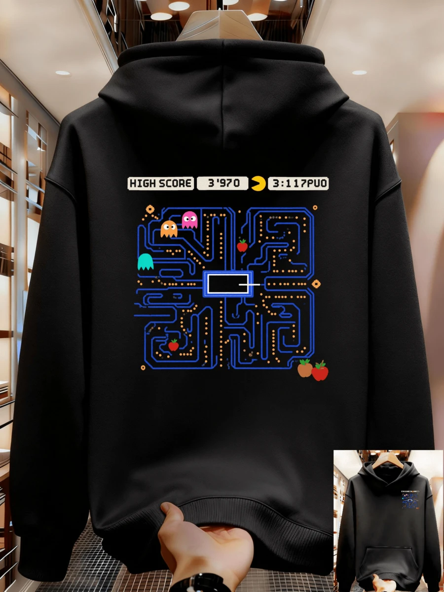 Sudadera con Capucha para Hombre de Primavera y Otoño Diseño Simple Adecuada para el Trabajo Sudadera de Hombre - Negro - Ver 1