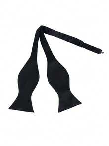 1pc Classic Handmade Bow Tie Shirt, Black, Suitable For Photography Studio, Banquet, Stage Performance - Black - View 2