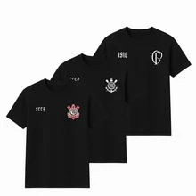 Kit 3 Camiseta Corinthians Timão Bando de Louco Torcedida Fiel Gaviões Algodão Adulto Unissex - Preto - Visão 1