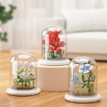 Set de bloques de construcción con flores, rompecabezas de flor de loto DIY inteligente para niños, regalo ideal para el Día de la Madre, set de ensamblaje de flores y hierbas eternas, regalo de cumpleaños y Año Nuevo. Decoración de habitación. Juguete de rompecabezas de invierno - Multicolor - Ver 3