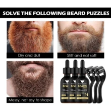 6pcs/3set Beard Care Kit For Men Grooming,Beard Oil For Softens, Conditions, Moisturizes & Strengthens Mustaches, Beard Oil,Beard Shampoo,Beard Conditioner Beard Brush,Beard Comb,Gifts For Dad Or Men,Travel Essentials,Fathers Day Gift - màu đen - Xem 5