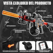 Pistola De Hidrogel M416 Lanzador Electrica Con Bolas Láser (Negro Rojo M416, Balas De Agua Sin) - Rojo - Ver 8