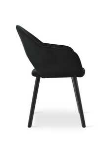 Goeurvant Modern Crescent-Back Upholstered Dining Chairs With Armrests And Solid Wood Legs For Dining Room, Living Room, Study - Set Of 2 / Set Of 4 / Set Of 6 - Black - Black - View 9