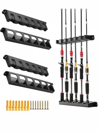 2pcs Horizontal Fishing Rod Holders, Wall Mounted Fishing Rod Racks Suitable For Garage, Fishing Rod Storage