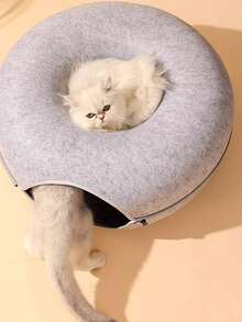 1个宠物床，宠物游戏隧道玩具，毛毡甜甜圈猫床，带透气孔，适合中小型猫狗 - 彩色 - 查看 4