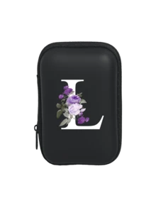 A-Z Purple Flower Letter Portable Mini Storage Bag, Shockproof Digital Pouch, Phone Charger Cable Organizer, Zipper Wallet Style Storage Bag, Electronics Accessories Organizer, Suitable For Earphones, Jewelry, Coins, Business, Travel, Office, Great For Christmas, Ramadan, New Year, Birthday, Valentine's Day Gifts - Multicolor - View 23