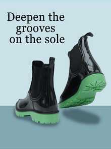 Women's Glossy PVC Wide-Calf Rain Boots – Waterproof Lightweight Outdoor Gardening Boots With Comfortable Fit For Rainy Weather & Casual Outings - Black - View 4