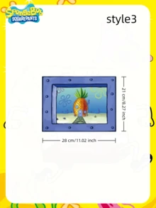 SpongeBob SquarePants 1pc SpongeBob Themed Waterproof Wall Decal, Suitable For Walls, Rooms, Bathrooms, And Ideal For Party Decoration To Create The Best Holiday Party Atmosphere, Perfect For Gathering With Friends And Home Decor. - Multicolor - View 4