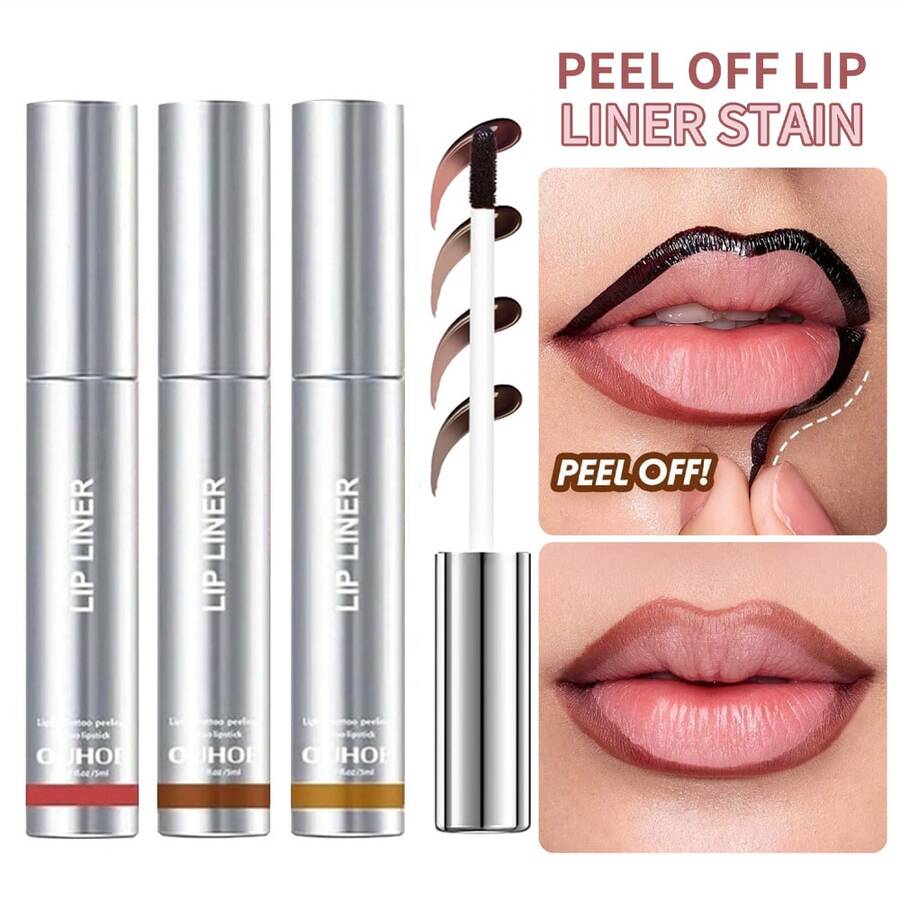 3Pcs Peel-Off Lip Liners, Long-Lasting & Hydrating Lip Definition With Precision,Stay On All Day & Easy To Apply,Matte Tattoo Lip Liner Stain Peel Off Lip Makeup Set - Nhiều màu - Xem 1