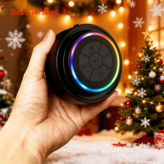 IPX7 Waterproof Bluetooth Speaker, Bathroom Speaker With Built-In Microphone, Voice Assistant Control, Hands-Free Calling, TWS Playback, 5W High Power Portable Speaker, 1200mAh Rechargeable Battery, Suction Cup, RGB Lighting, Type-C Charging, Suitable For Bathroom, Bathtub, Outdoor, Swimming, Gifts