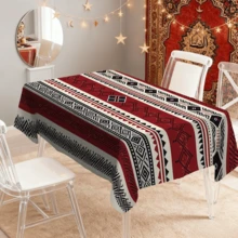 Toalha de mesa com estampa tradicional vermelha e preta (1/20 peças), ideal para festivais islâmicos, cozinha, festas ao ar livre, decoração de restaurantes, feita de poliéster. Perfeita para decoração de casa. - Multicolorido - Ver 8
