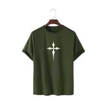 Camisa Básica Lançamento Casual Premium 100% Algodão Estampada - Verde Militar - Visão 1