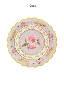 10pcs/60pcs/120pcs Floral Paper Plates Tea Party Plates Spring Flower Tea Party Dessert Okates 7 Inch Disposable Floral Plates Decorations For Afternoon Tea Party, Baby Shower, Bridal Shower, Birthday, Wedding And Any Celebration - Multicolor - View 7