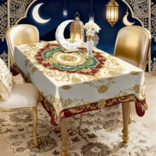 Bộ 20 khăn trải bàn với họa tiết hoa văn Hồi giáo trang nhã, màu chủ đạo là đỏ, vàng và xanh lá cây, thích hợp cho nhà bếp, sân vườn, tiệc tùng và trang trí tiệc. - Nhiều màu - Xem 8