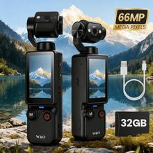 W&O 2025 New Portable 1MP Digital Camera With 4K Video, 16x Zoom & 180° Rotating Lens - Night Mode, Autofocus, Flash - Supports 32GB SD Card, 2000mAh Battery - Ideal Halloween Christmas Gift - Perfect For Travel & Portraits - màu đen - Xem 1