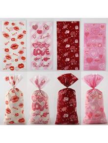 50个嘴唇图案礼品袋，PP材质，适用于婚礼、新娘派对、情人节和一般派对。 - 彩色 - 查看 4