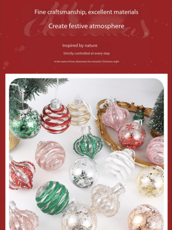 9 PCS Clear And Champagne Christmas Ball Ornaments, 80mm/3.15 Inches Rustic Farmhouse Christmas Decorations, Large Shatterproof Luxury Hand-Painted Xmas Ornaments For Christmas Tree, Wedding,Christmas Tree Ornaments, Christmas Balls