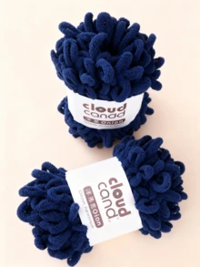 1团超柔软粗毛线，100克，可机洗。适合高强度手臂编织，DIY披肩、沙发、毯子、枕头、宠物床、床上用品、DIY家居装饰、新年和情人节装饰品。 - 藏蓝色 - 查看 2