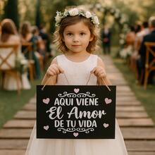 Letrero de boda Recuerdos Bienvenidos 30x28cm Tablón De Madera - Negro - Ver 3