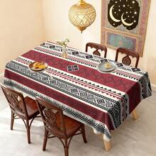 Toalha de mesa com estampa tradicional vermelha e preta (1/20 peças), ideal para festivais islâmicos, cozinha, festas ao ar livre, decoração de restaurantes, feita de poliéster. Perfeita para decoração de casa. - Multicolorido - Ver 2