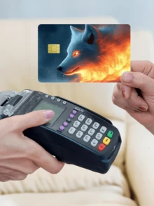 1pc Blue-Eyed Wolf Decorative Credit Card Sticker, Creative Personalized Ultra-Thin Cool PVC Fingerprint-Resistant Durable Credit Card Protective Case, High Quality, Scratch-Resistant, Suitable For Men And Women, Small Chip Cards, Bank Cards, Credit Cards, Transportation Cards, Campus Cards DIY Decoration, Back To School Supplies (Random Style Shipped) - Multicolor - View 7