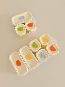 Set Wadah Penyimpanan Makanan Bayi 7/6/4/3 buah, Ukuran Acak 50ml/120ml, Baki Silikon Berbentuk Beruang, untuk Freezer & Pengukus - MultiWarna - View 2