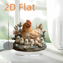 1 Piece, 2D Flat, Bohemian Style, Acrylic Farm Hen And Chick Statues, Animal Theme, Suitable For Home, Office, Bedroom, Multi-Functional Desktop Art Decoration, Christmas Decoration, Thanksgiving Decoration